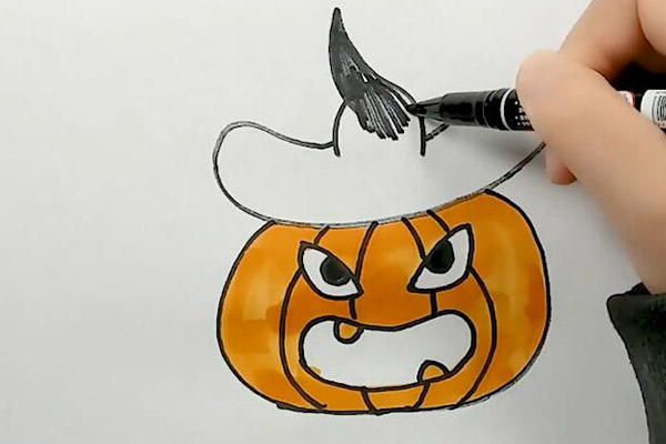 戴帽子的邪恶南瓜简笔画 戴帽子的邪恶南瓜怎么画