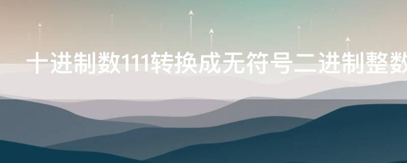 十进制数111转换成无符号二进制整数是