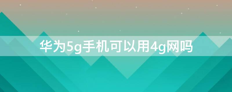 华为5g手机可以用4g网吗（华为5g手机可以用4g网吗知乎）