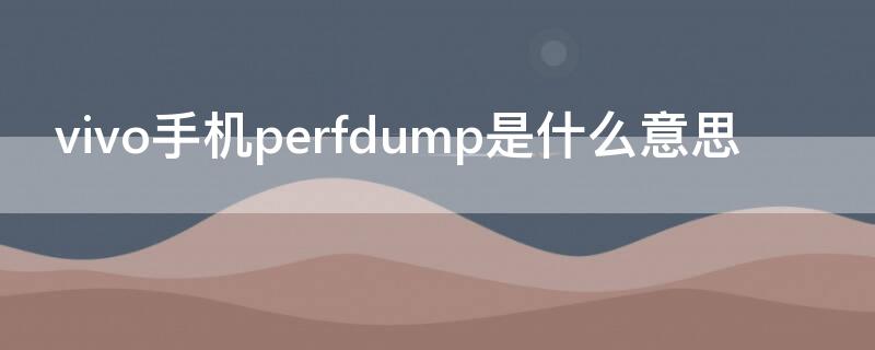 vivo手机perfdump是什么意思（vivo手机perfdump在哪里）