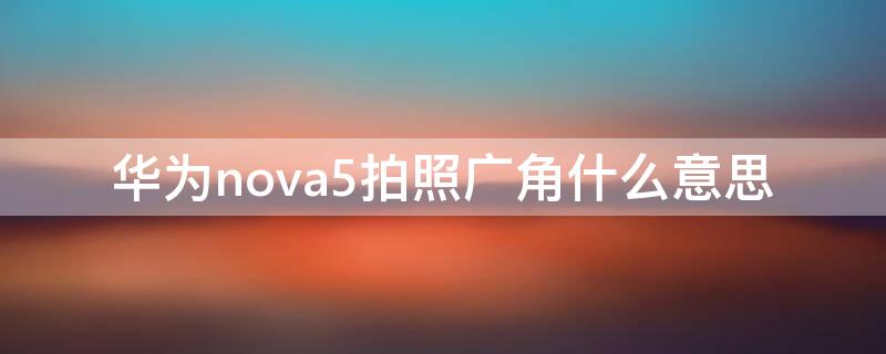 华为nova5拍照广角什么意思（华为nova5拍照广角什么意思呀）