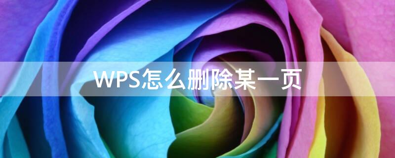 WPS怎么删除某一页 wps怎么删除某一页的页码