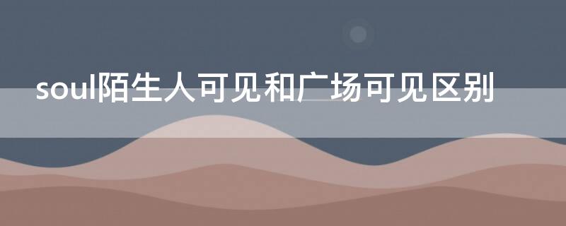 soul陌生人可见和广场可见区别（soul主页可见和广场可见的区别）