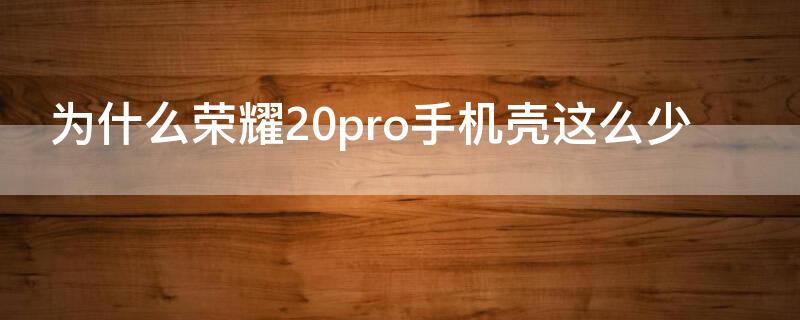 为什么荣耀20pro手机壳这么少（华为荣耀20Pro手机壳难买）