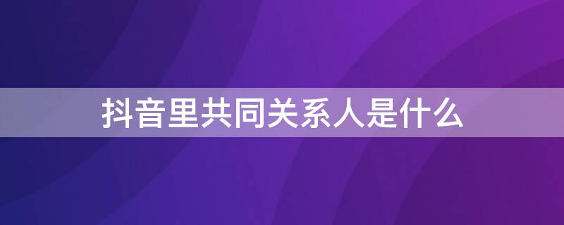 抖音里共同关系人是什么