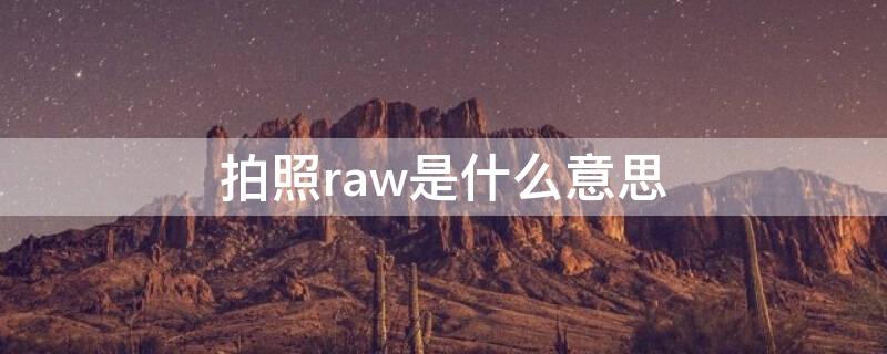 拍照raw是什么意思（拍照raw是什么意思啊）