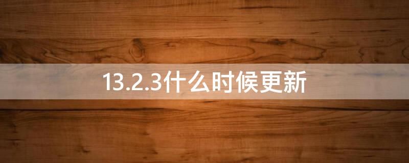 13.2.3什么时候更新（13.3.1更新了什么）