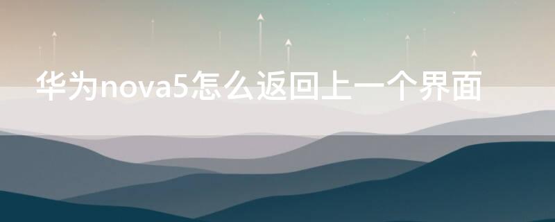 华为nova5怎么返回上一个界面（华为nova5怎么返回上一个界面设置）