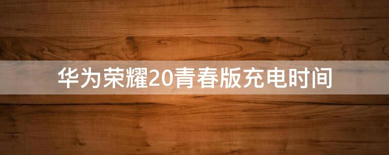 华为荣耀20青春版充电时间 华为荣耀20青春版怎么快速充电