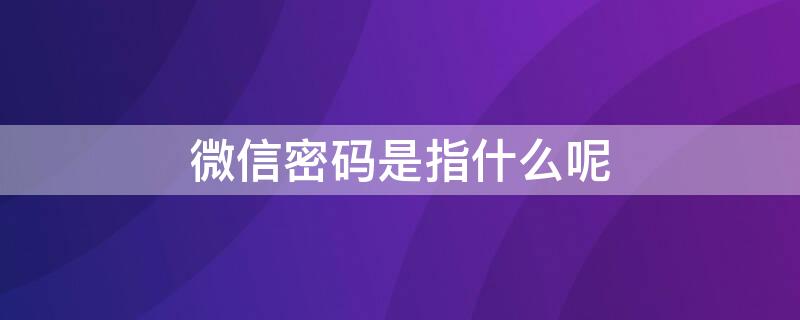 微信密码是指什么呢（微信中密码是什么）