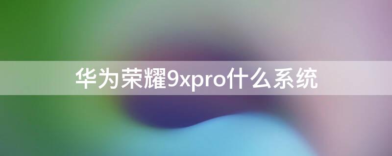 华为荣耀9xpro什么系统