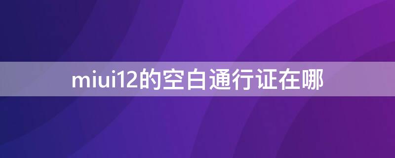 miui12的空白通行证在哪（miui12的空白通行证在哪里）