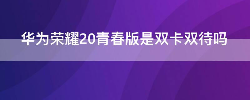  华为荣耀20青春版是双卡双待吗