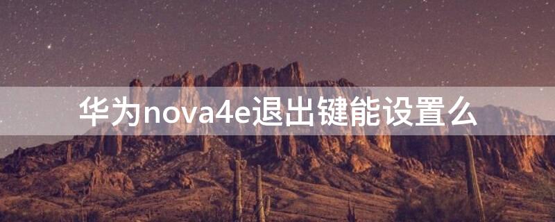 华为nova4e退出键能设置么（华为手机nova4e返回键怎么调出来）