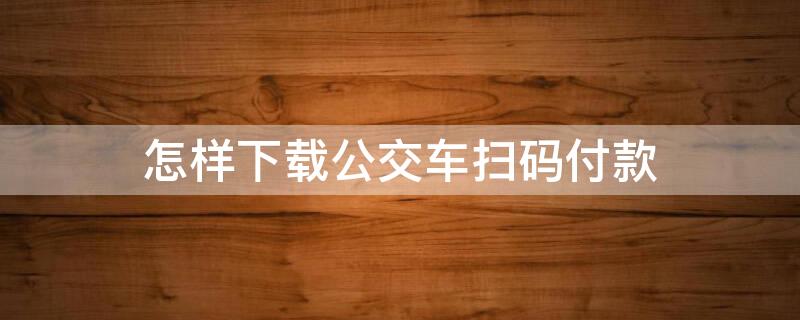 怎样下载公交车扫码付款（公交车扫码付钱怎么弄）