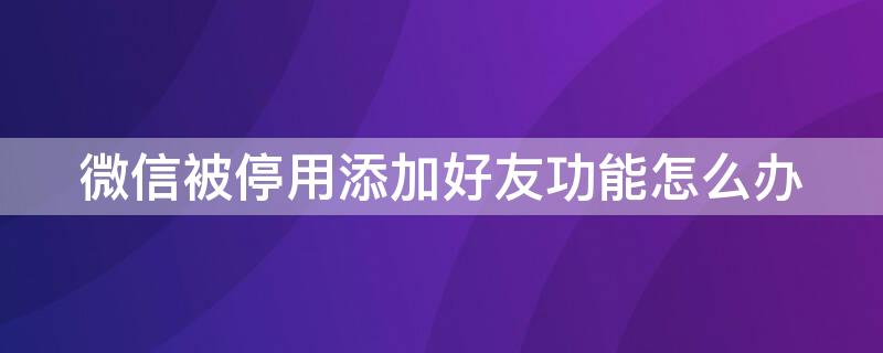微信被停用添加好友功能怎么办（微信添加好友被停用此功能）