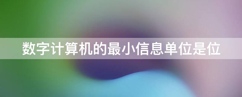 数字计算机的最小信息单位是位 计算机中最小的数据单位是一个什么数位