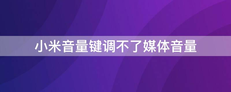 小米音量键调不了媒体音量 小米为什么音量键控制不了媒体音量