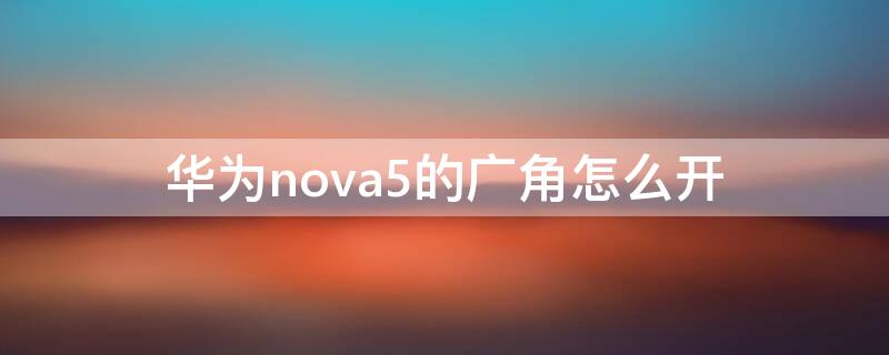 华为nova5的广角怎么开 nova5广角在哪里