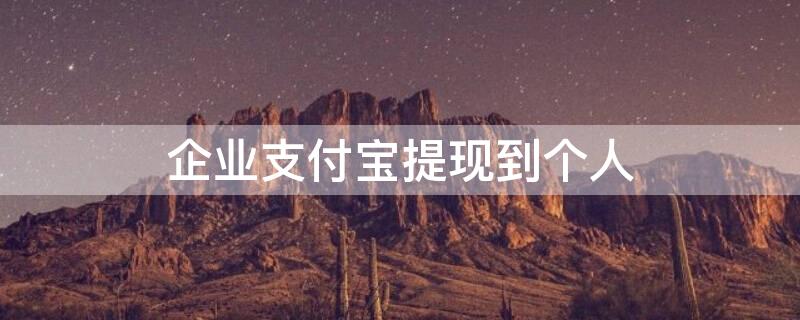企业支付宝提现到个人（企业支付宝提现到个人银行卡）