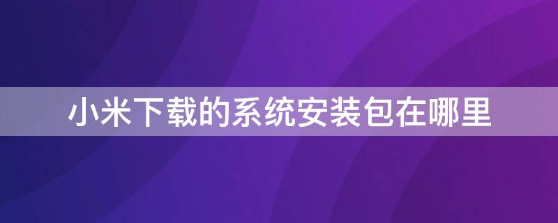 小米下载的系统安装包在哪里（小米系统安装包在哪里找）
