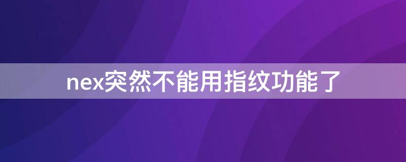 nex突然不能用指纹功能了（nex怎么指纹解锁用不了了）
