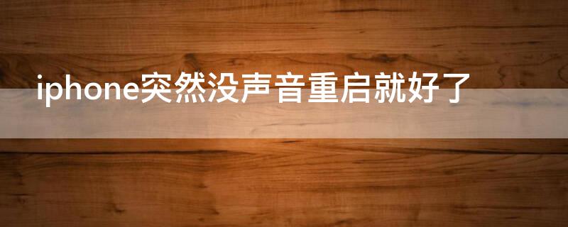 iPhone突然没声音重启就好了 iphone突然没声音重启就好了怎么办