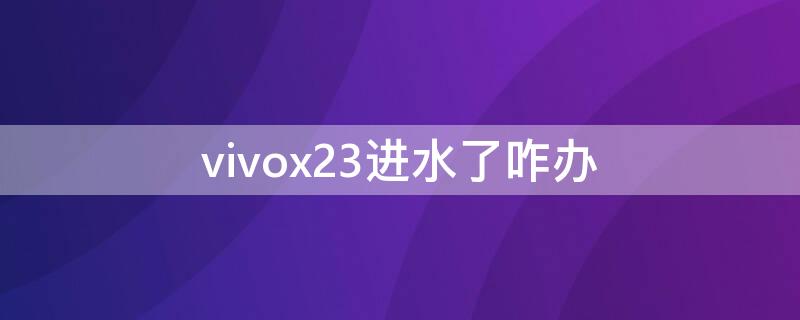 vivox23进水了咋办 vivox21i进水了怎么办