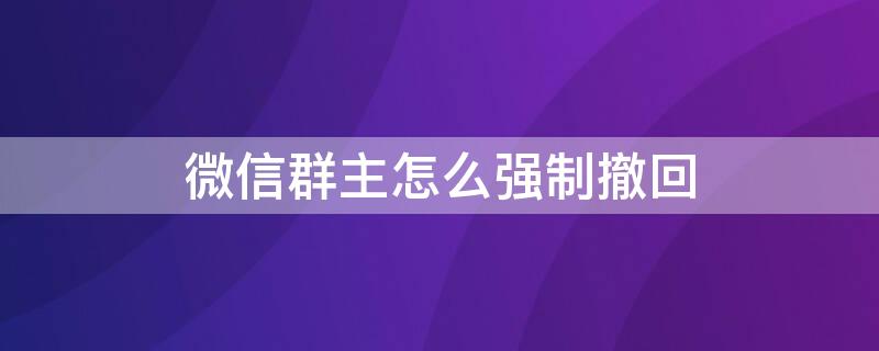 微信群主怎么强制撤回（微信群主怎么撤回成员消息）