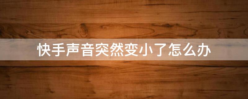 快手声音突然变小了怎么办（快手声音突然变小了怎么办呀）