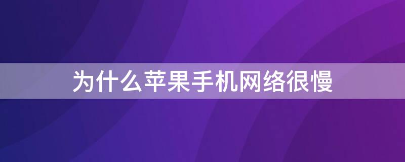 为什么iPhone手机网络很慢 为什么苹果手机网络这么慢
