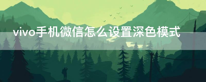 vivo手机微信怎么设置深色模式（vivo怎样设置微信深色模式）