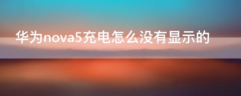 华为nova5充电怎么没有显示的 华为nova5充电怎么没有显示的图标