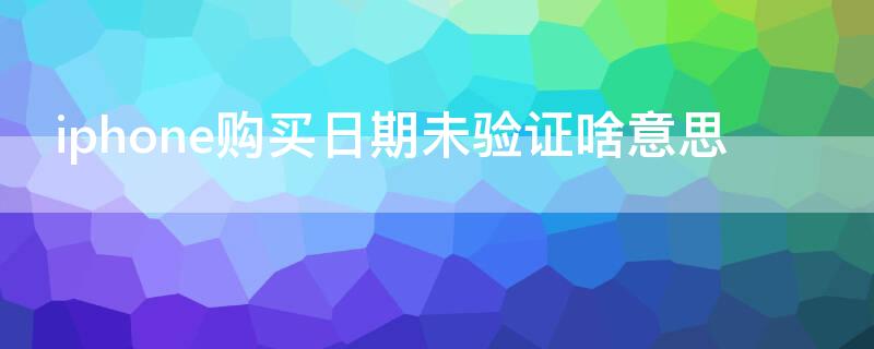 iPhone购买日期未验证啥意思（iphone购买日期未验证什么意思）
