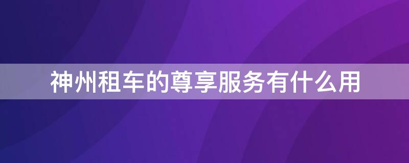 神州租车的尊享服务有什么用 神州租车尊享服务需要买吗