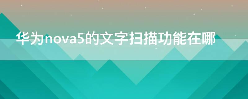 华为nova5的文字扫描功能在哪（华为nova5pro文字扫描功能在哪）