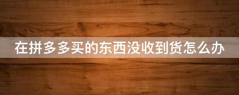 在拼多多买的东西没收到货怎么办（在拼多多买的东西没收到货怎么办呢）