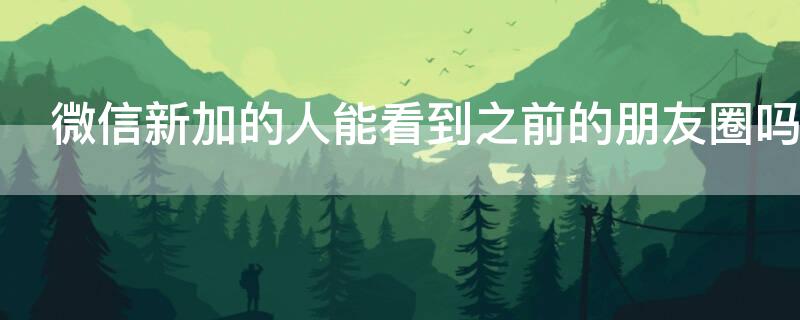 微信新加的人能看到之前的朋友圈吗 微信新加的人可以看见以前的朋友圈吗