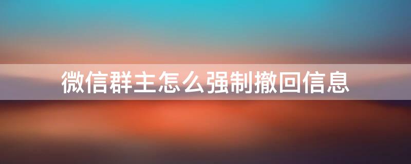 微信群主怎么强制撤回信息（微信群主怎么强制撤回群里的消息）