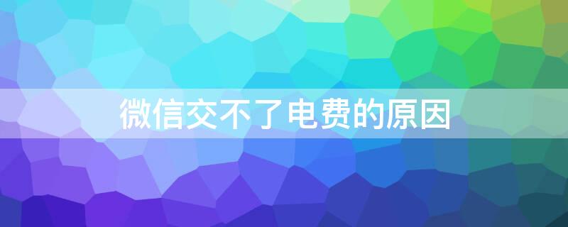 微信交不了电费的原因（微信为啥交不了电费）