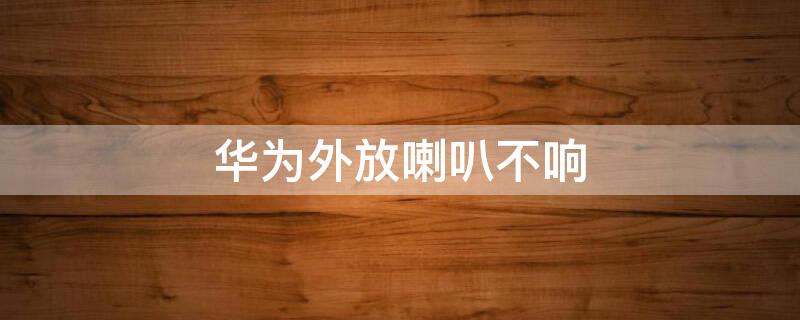华为外放喇叭不响 华为外放喇叭不响了