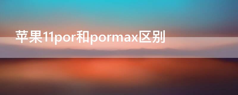 iPhone11por和pormax区别（iphone11por跟pormax区别）