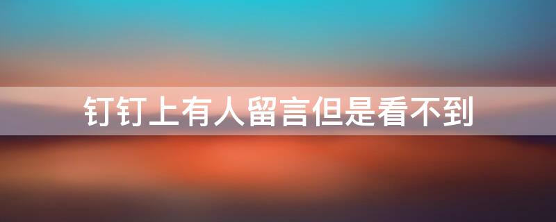 钉钉上有人留言但是看不到 钉钉上有人留言但是看不到怎么办