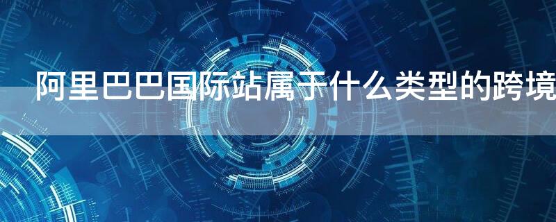 阿里巴巴国际站属于什么类型的跨境电商网站
