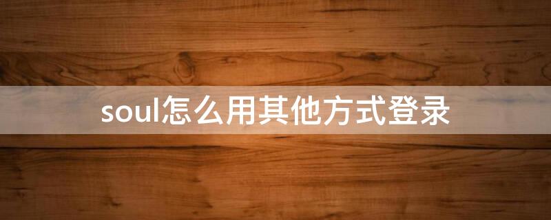 soul怎么用其他方式登录（soul怎么登陆其他账号）