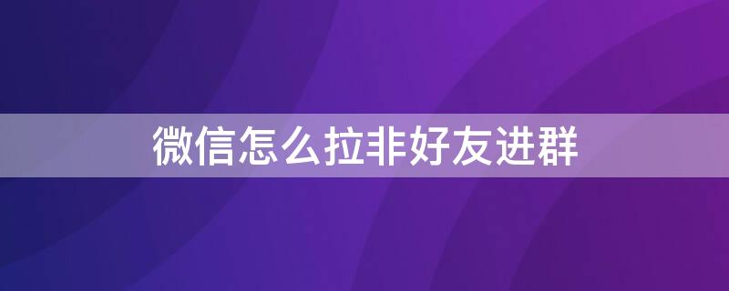 微信怎么拉非好友进群（微信怎么拉非好友进群聊）