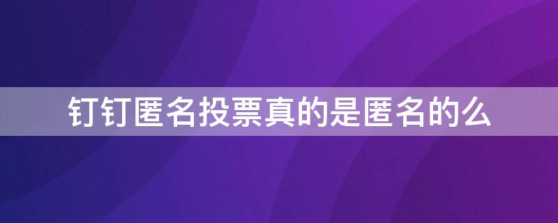 钉钉匿名投票真的是匿名的么 钉钉匿名投票真的是匿名的么吗
