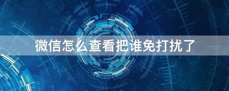 微信怎么查看把谁免打扰了（微信怎么查把谁设置了消息免打扰）