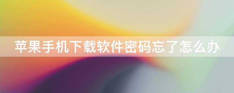 iPhone手机下载软件密码忘了怎么办（iphone手机下载软件密码忘了怎么办解开）