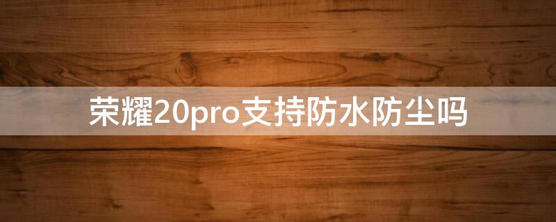 荣耀20pro支持防水防尘吗 荣耀20pro防水防尘级别